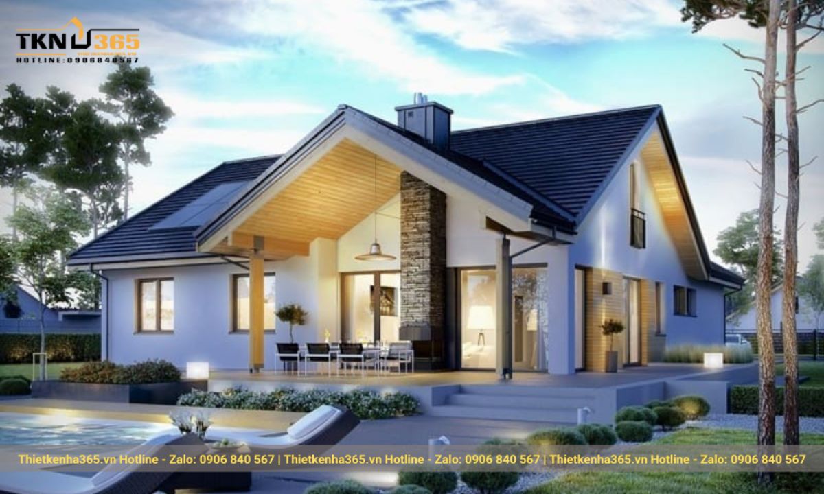 Mẫu nhà mái ngói 1 tầng đẹp