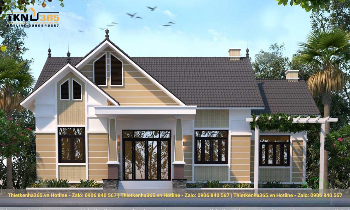 Mẫu nhà mái ngói 1 tầng đẹp