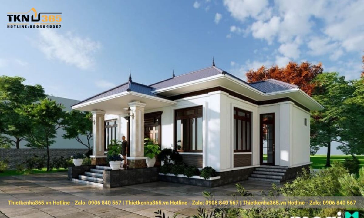 Mẫu nhà mái ngói 1 tầng đẹp