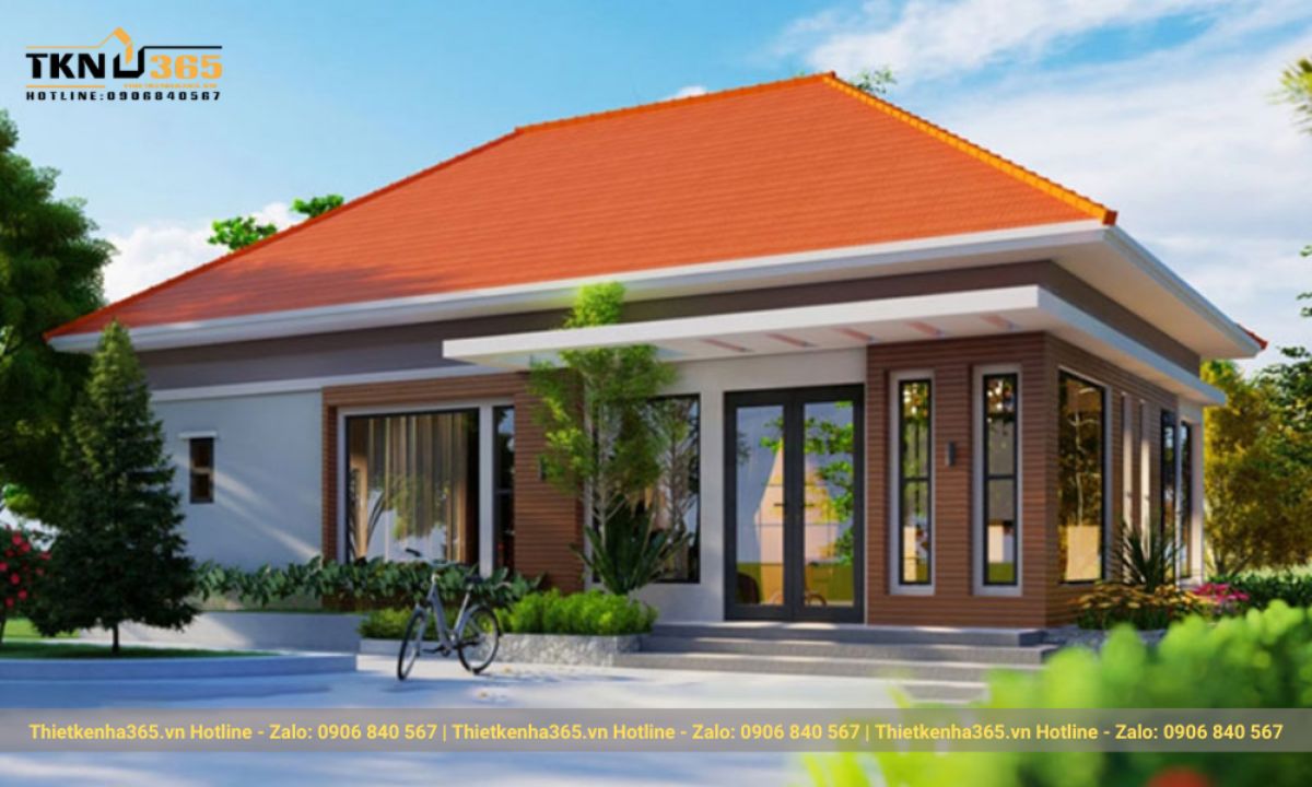 Mẫu nhà mái ngói 1 tầng đẹp