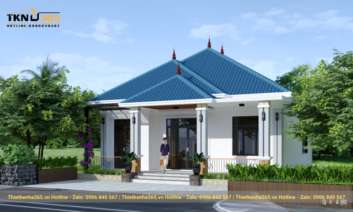 Mẫu nhà mái ngói 1 tầng đẹp