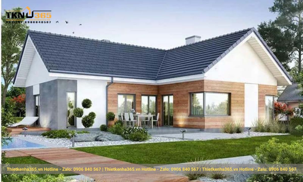 Mẫu nhà mái ngói 1 tầng đẹp