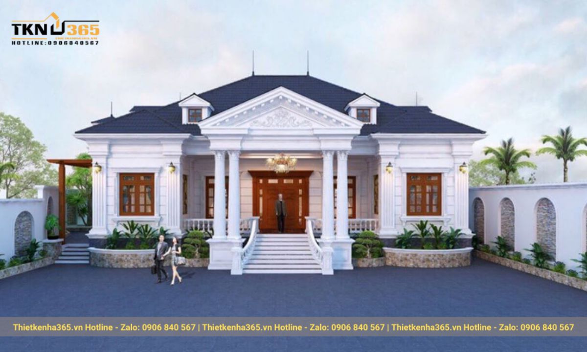 Mẫu nhà mái ngói 1 tầng đẹp