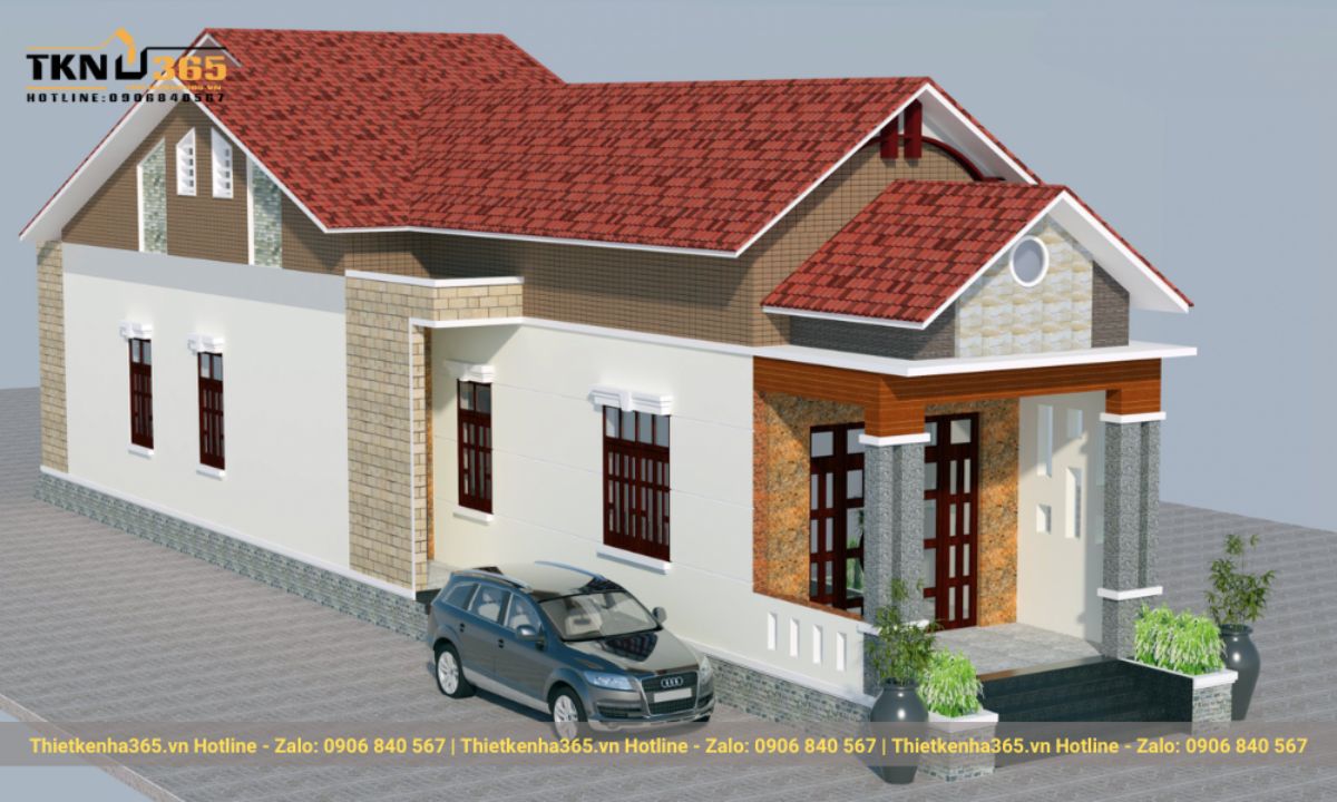 Mẫu nhà mái ngói 1 tầng đẹp