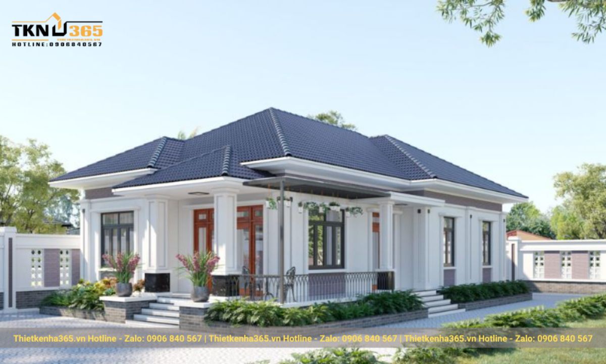 Mẫu nhà mái ngói 1 tầng đẹp