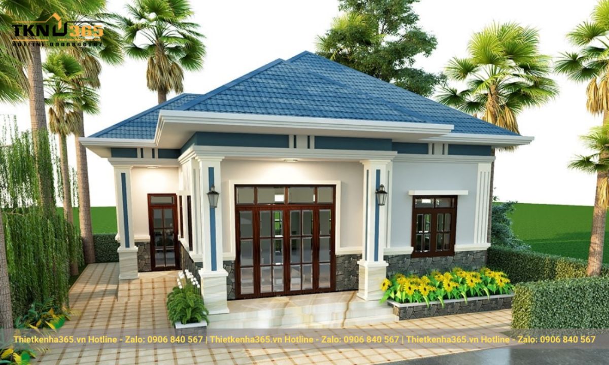 Mẫu nhà mái ngói 1 tầng đẹp