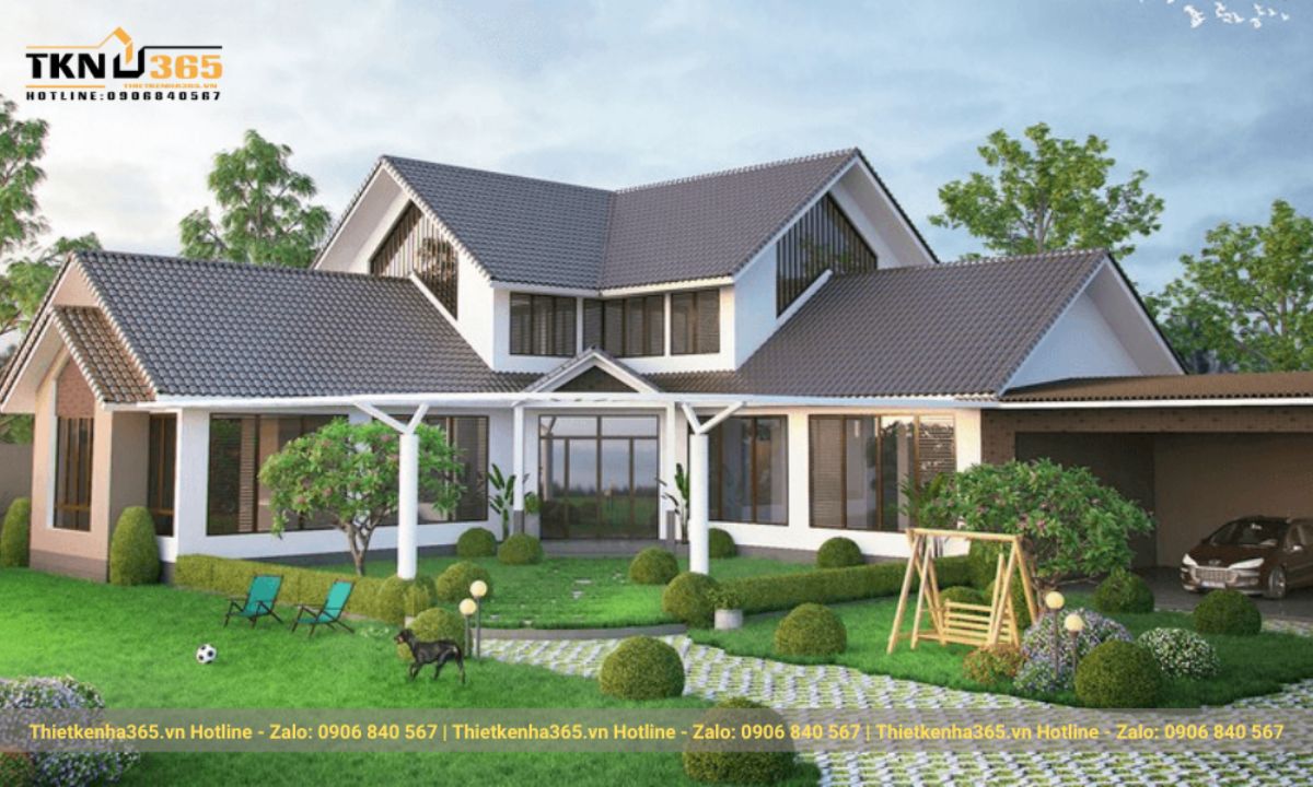 Mẫu nhà mái ngói 1 tầng đẹp