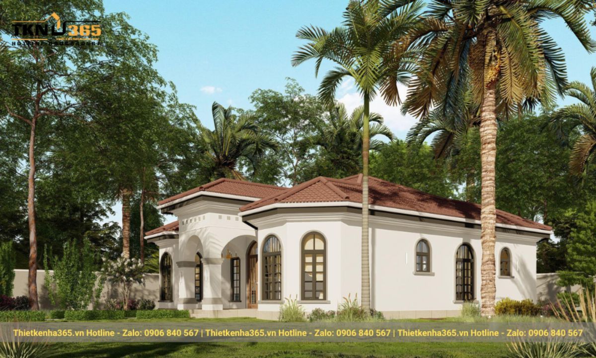 Mẫu nhà mái ngói 1 tầng đẹp