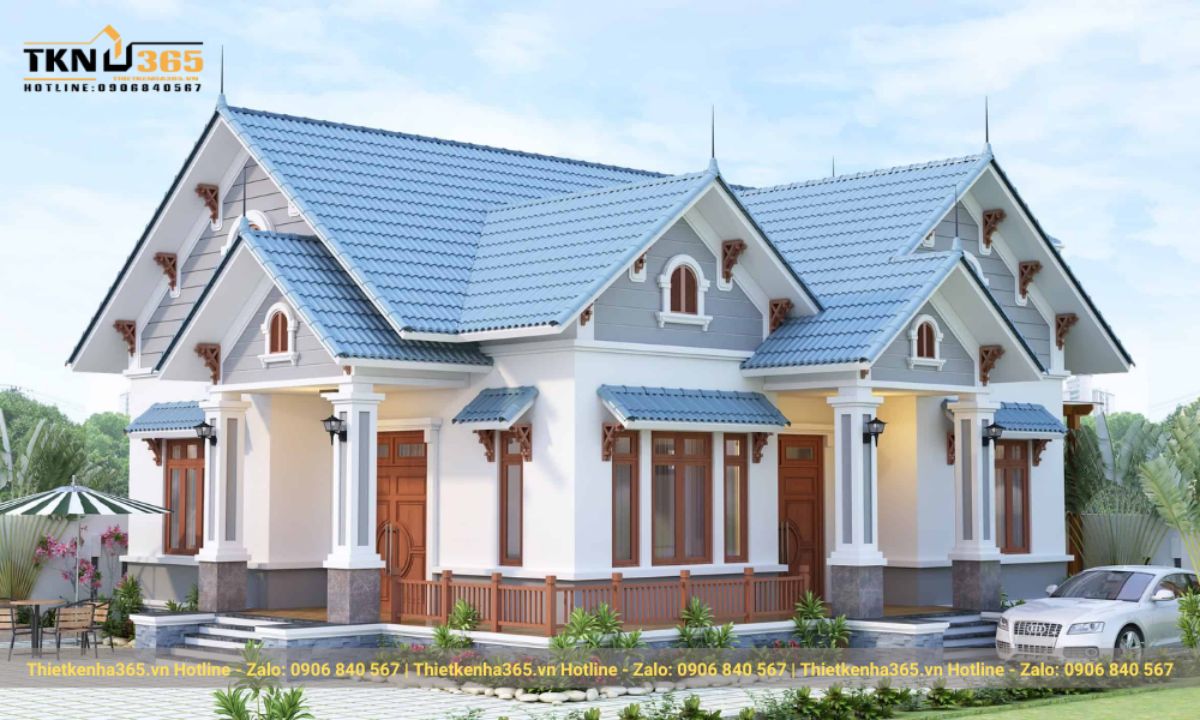 Mẫu nhà mái ngói 1 tầng đẹp