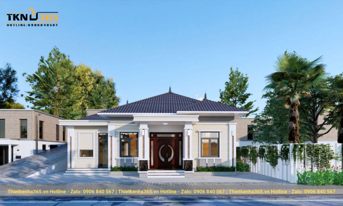 Mẫu nhà mái ngói 1 tầng đẹp