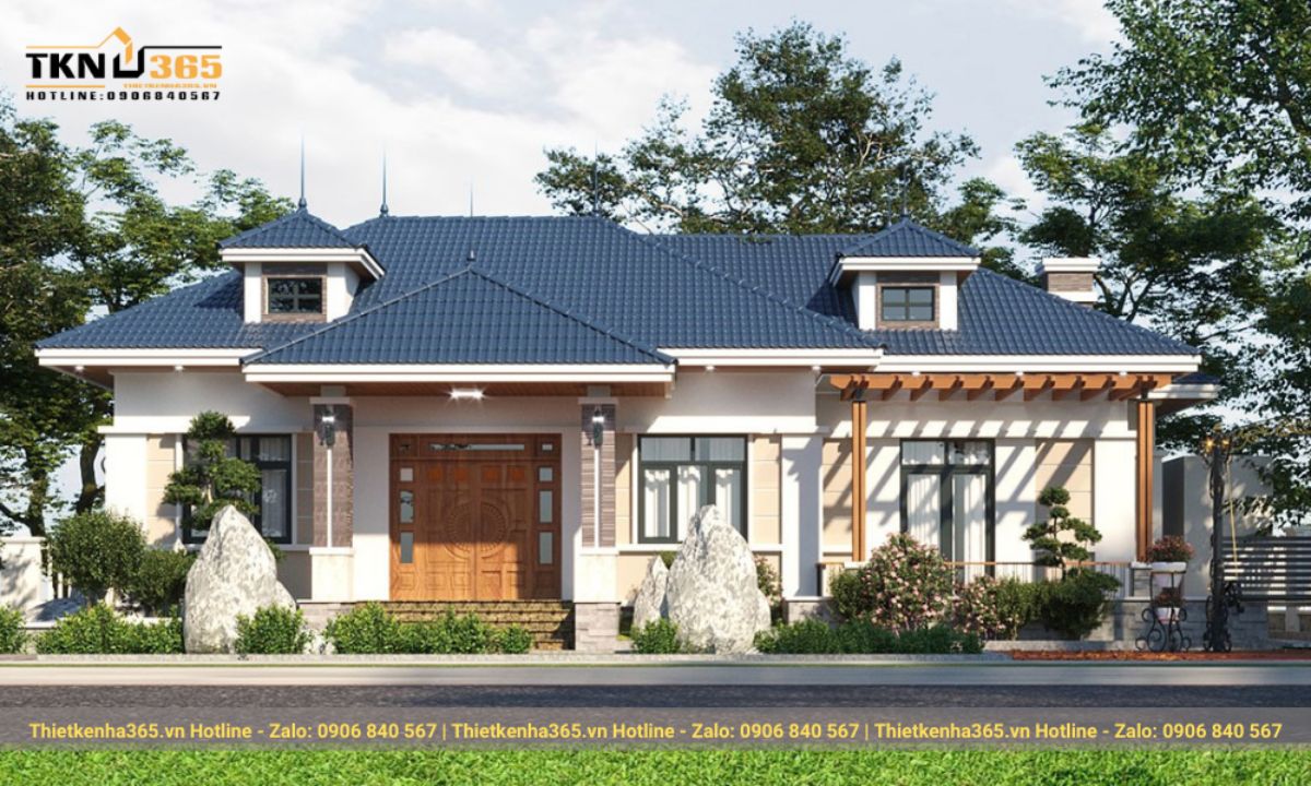 Mẫu nhà mái ngói 1 tầng đẹp