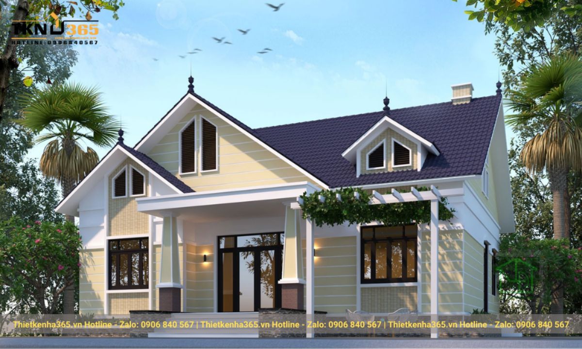 Mẫu nhà mái ngói 1 tầng đẹp