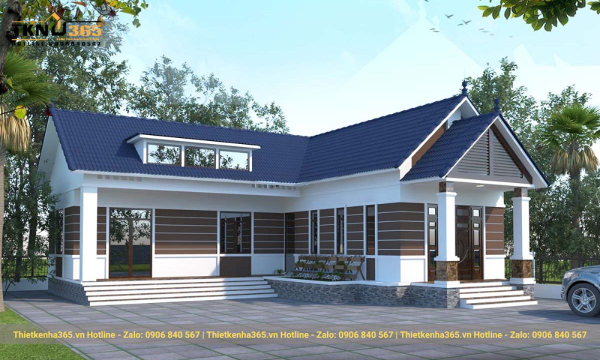 Mẫu nhà mái ngói 1 tầng đẹp