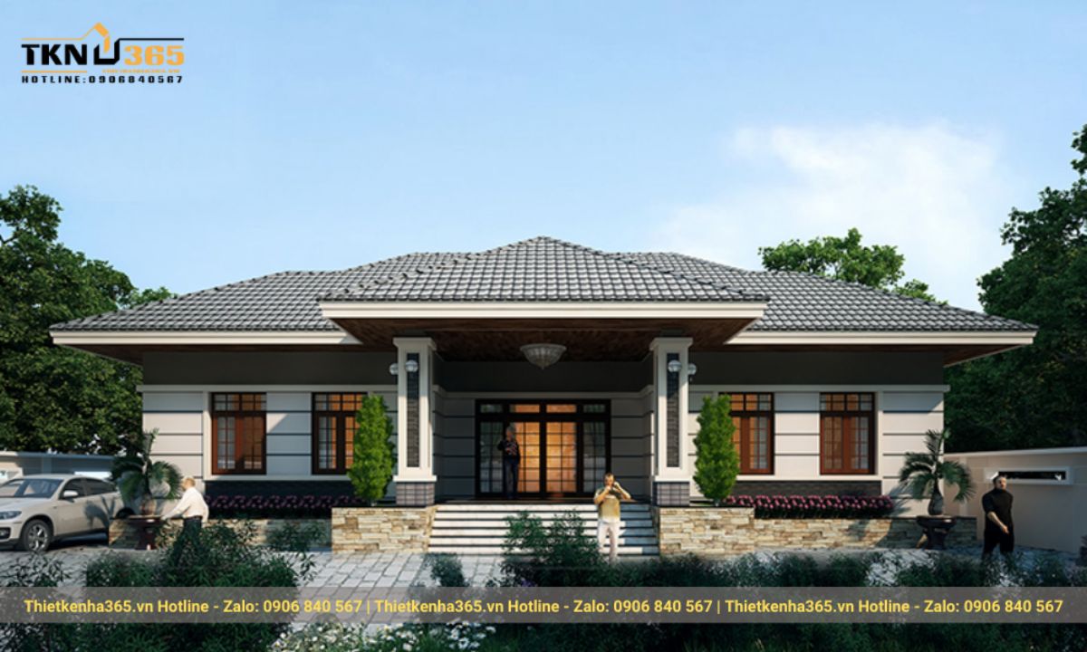 Mẫu nhà mái ngói 1 tầng đẹp