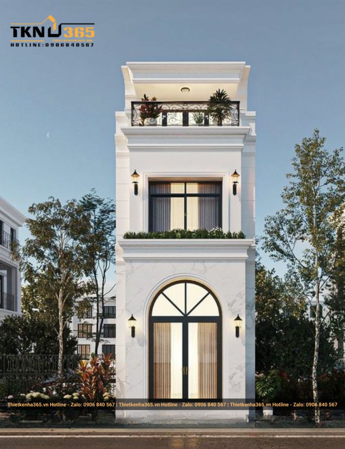 Thiết kế nhà ngang 6x7m phong cách tân cổ điển