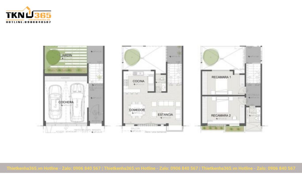 Bản vẽ thiết kế nhà 2 tầng 6mx7m