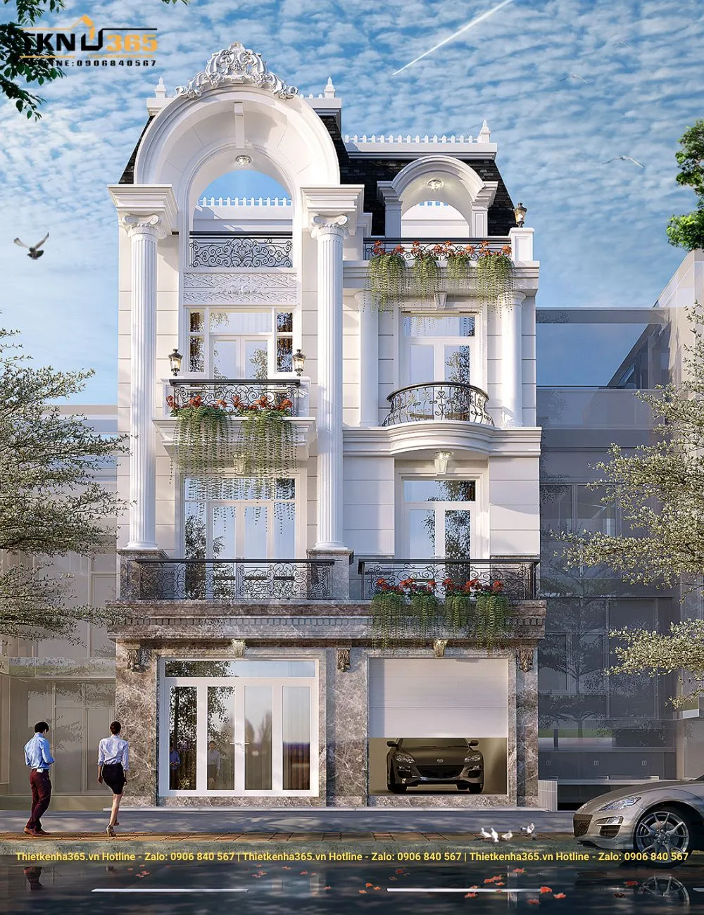 Nhà phố cổ điển có gara ô tô