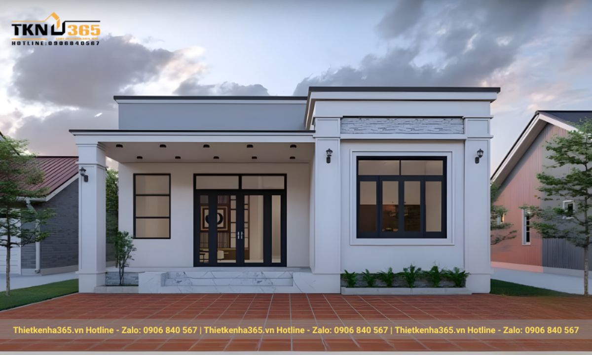 thiết kế nhà 1 tầng 3 phòng ngủ