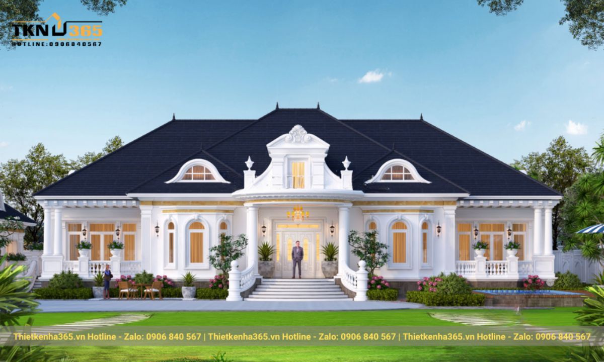 thiết kế nhà 1 tầng 3 phòng ngủ