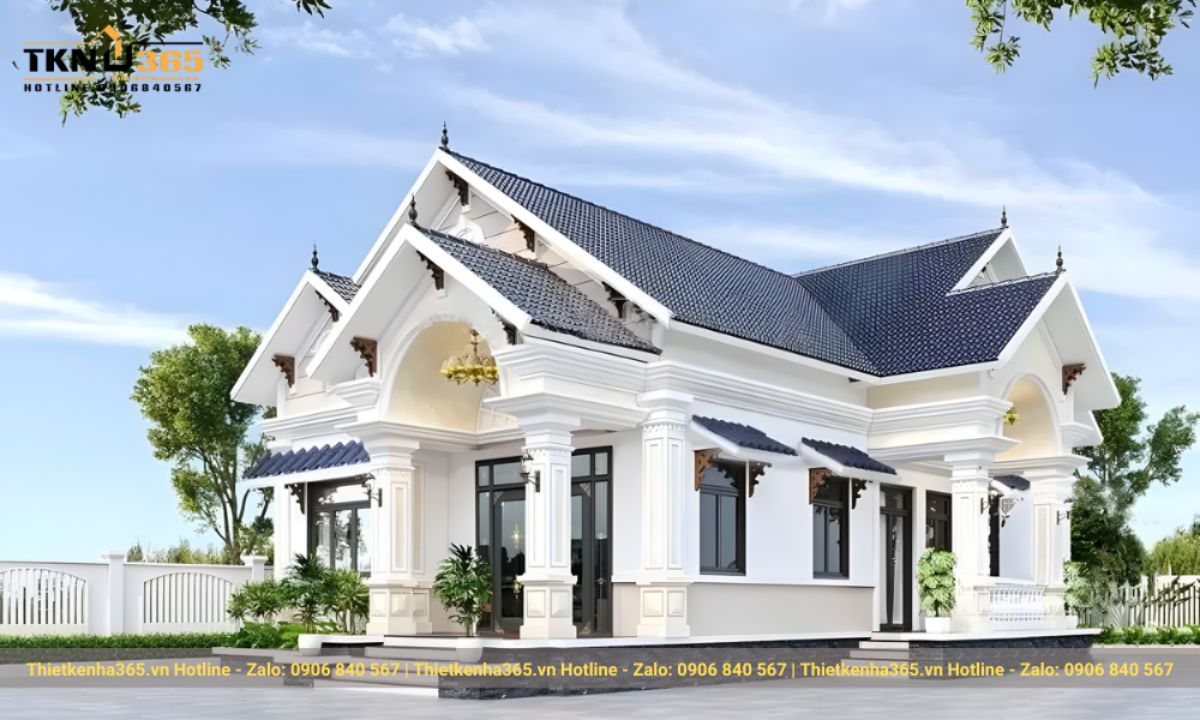 thiết kế nhà 1 tầng 3 phòng ngủ