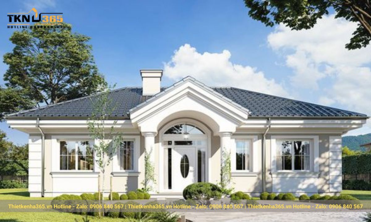 thiết kế nhà 1 tầng 5 phòng ngủ