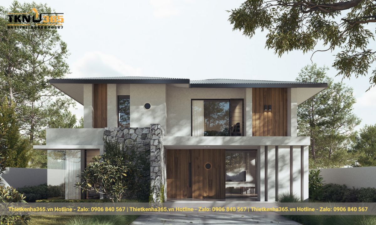 thiết kế nhà 1 tầng 5 phòng ngủ