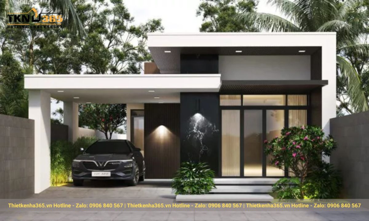 thiết kế nhà 1 tầng 5 phòng ngủ