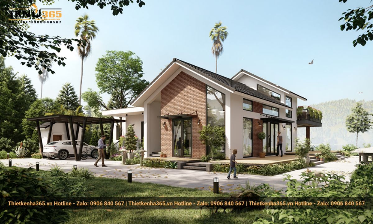 Mẫu nhà 1 tầng 4 phòng ngủ