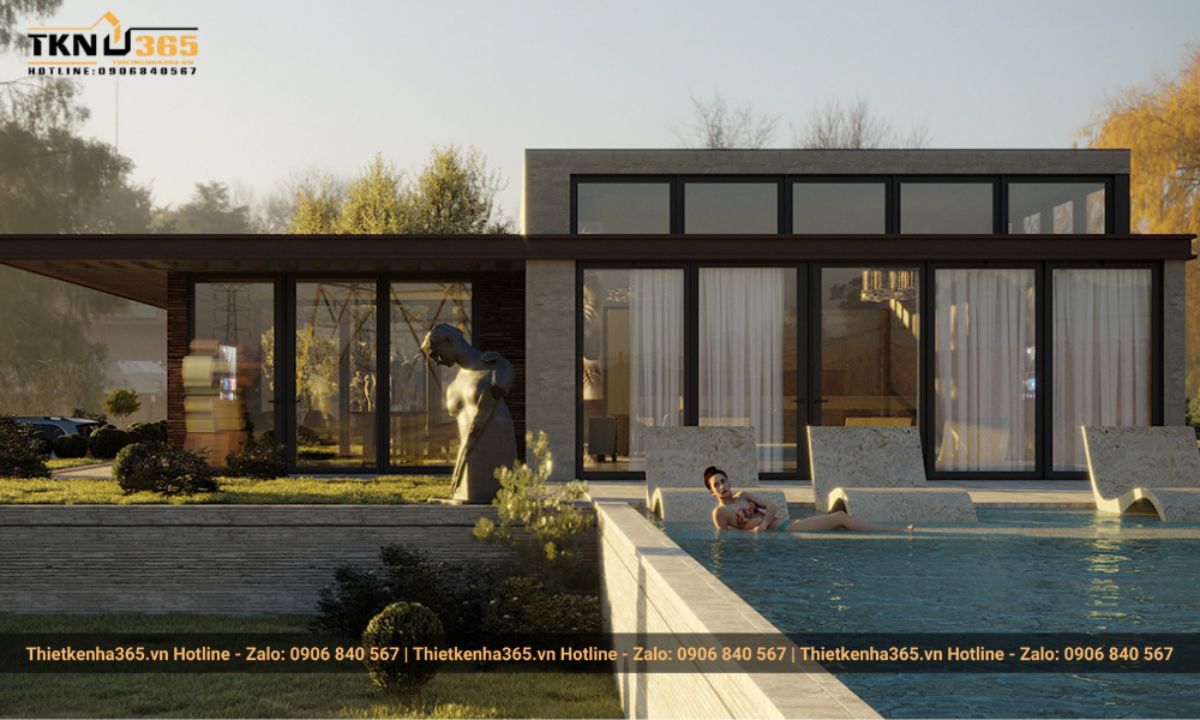 Mẫu nhà 1 tầng 4 phòng ngủ