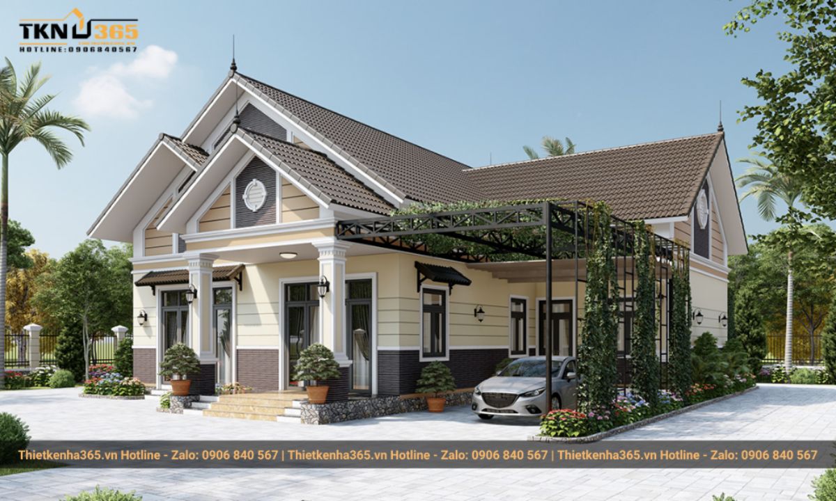 Mẫu nhà 1 tầng 4 phòng ngủ