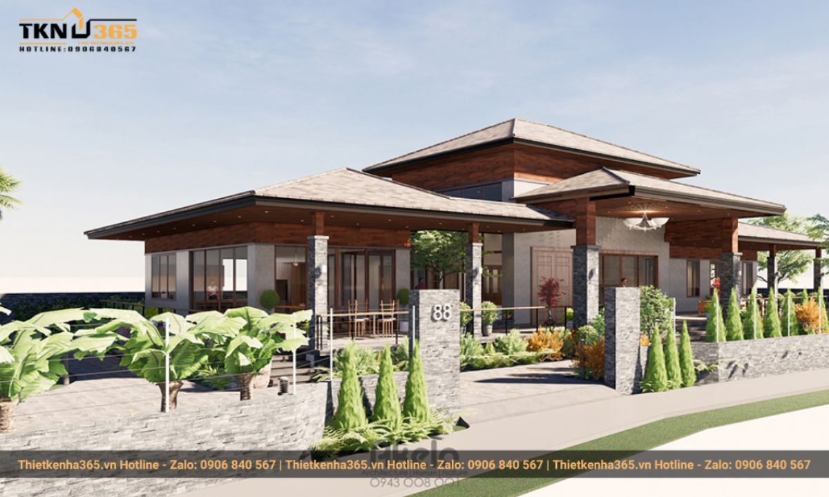 Mẫu nhà 1 tầng 4 phòng ngủ