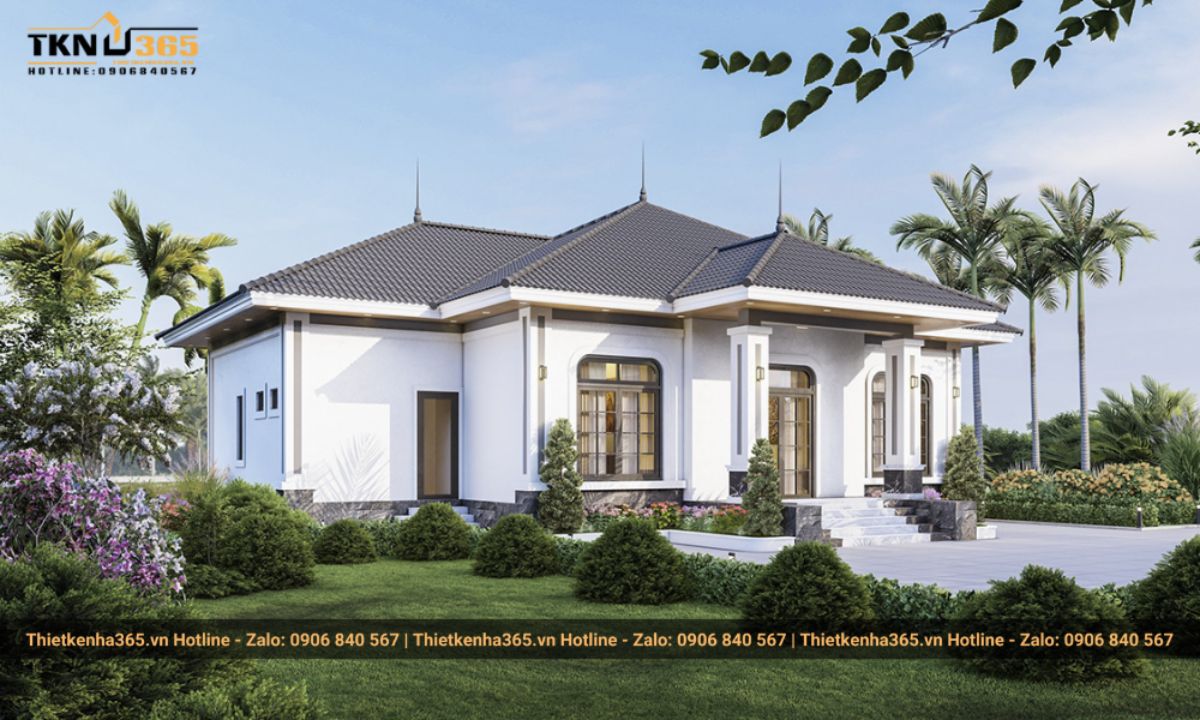 Mẫu nhà 1 tầng 4 phòng ngủ