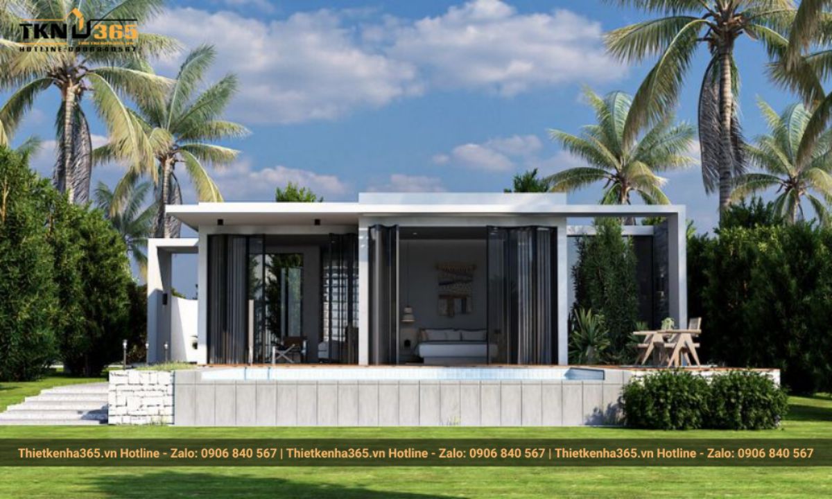 Mẫu nhà 1 tầng 4 phòng ngủ