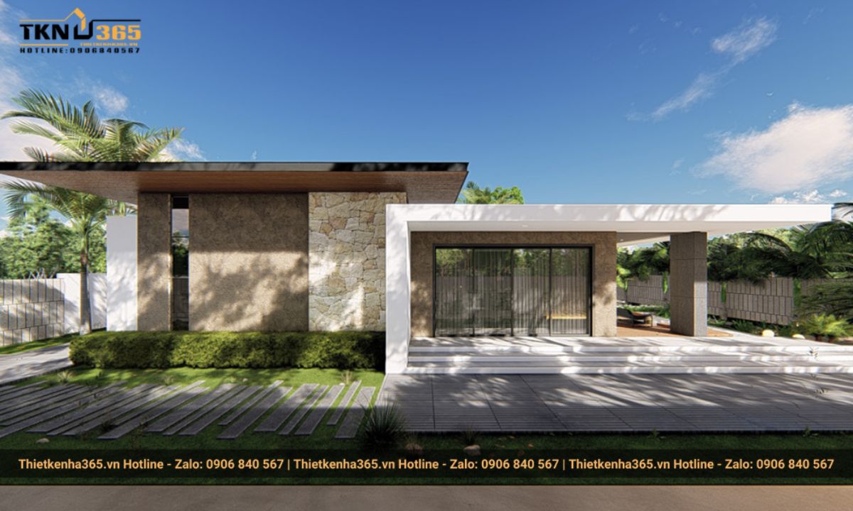 Mẫu nhà 1 tầng 4 phòng ngủ