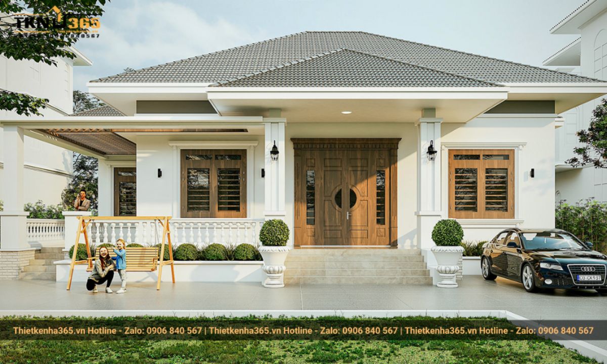 Mẫu nhà 1 tầng 4 phòng ngủ