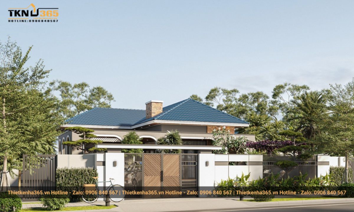 Mẫu nhà 1 tầng 4 phòng ngủ