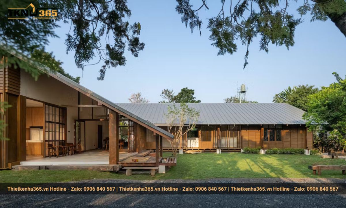 Mẫu nhà 1 tầng 4 phòng ngủ