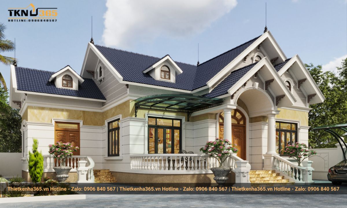 Mẫu nhà 1 tầng 4 phòng ngủ