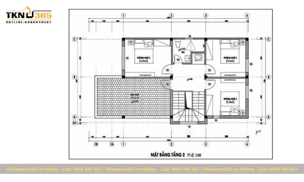Bản vẽ mẫu nhà 2 tầng đẹp giá 700 triệu