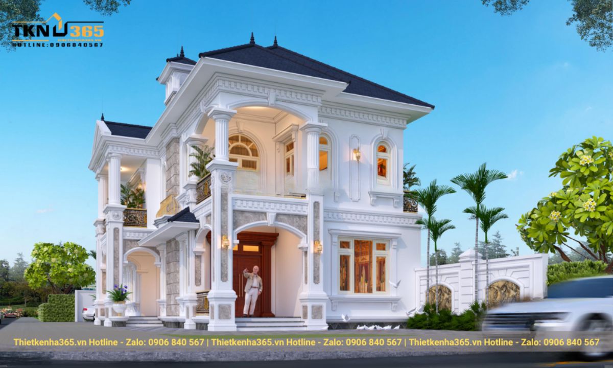 nhà rộng 8m 2 tầng tân cổ điển