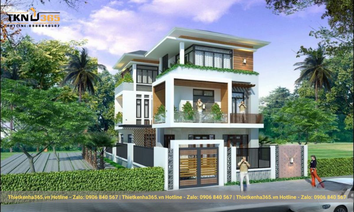 Mẫu nhà mái bằng 3 tầng
