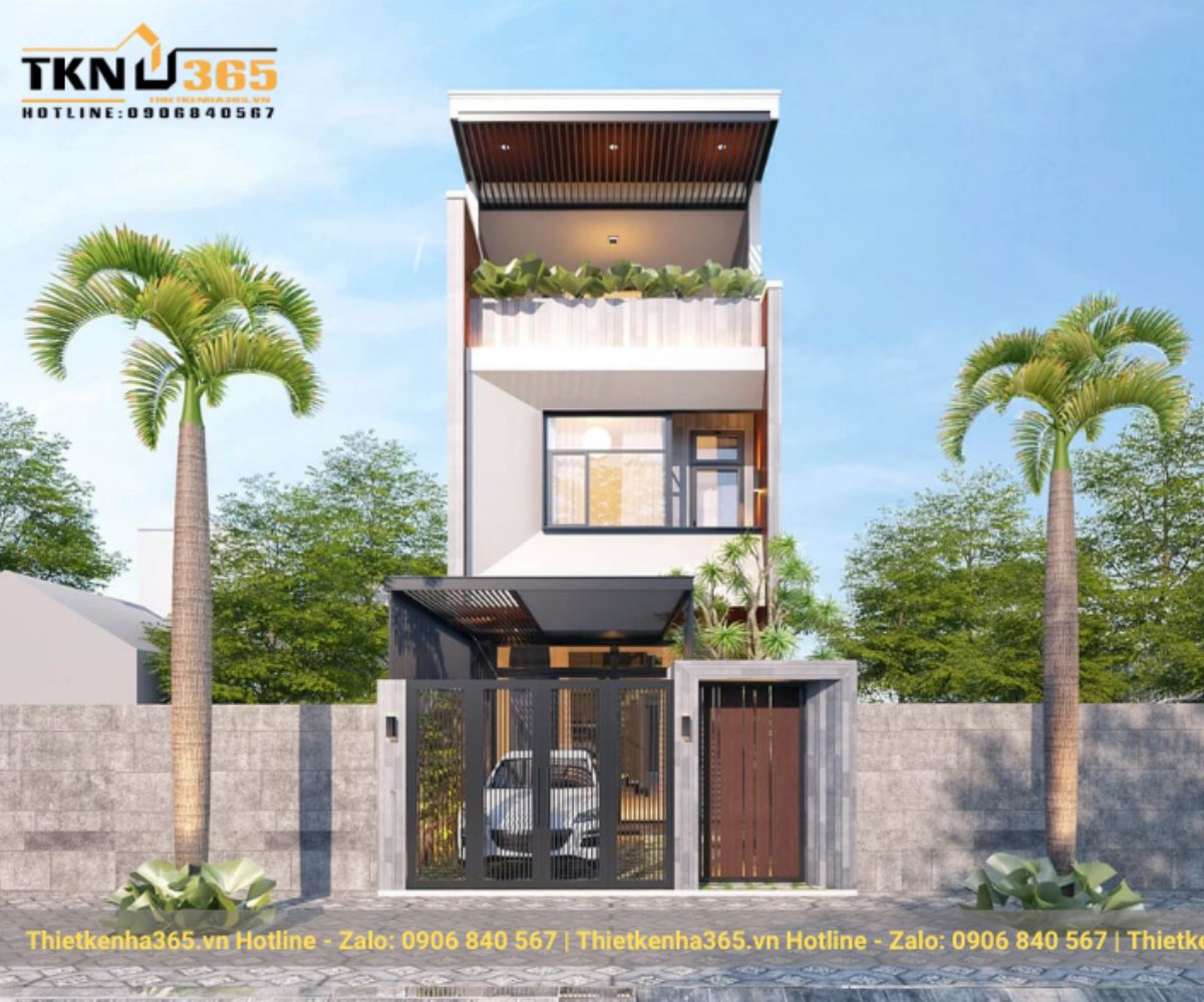 Mẫu nhà mái bằng 3 tầng