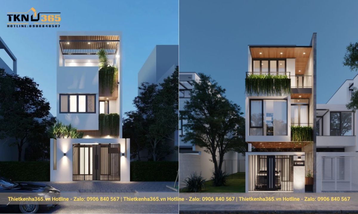 Mẫu nhà mái bằng 3 tầng