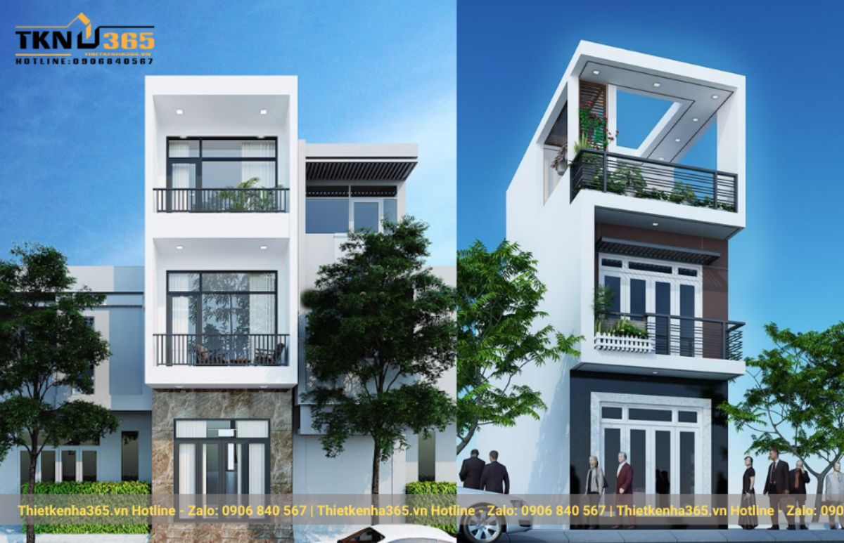 Mẫu nhà mái bằng 3 tầng