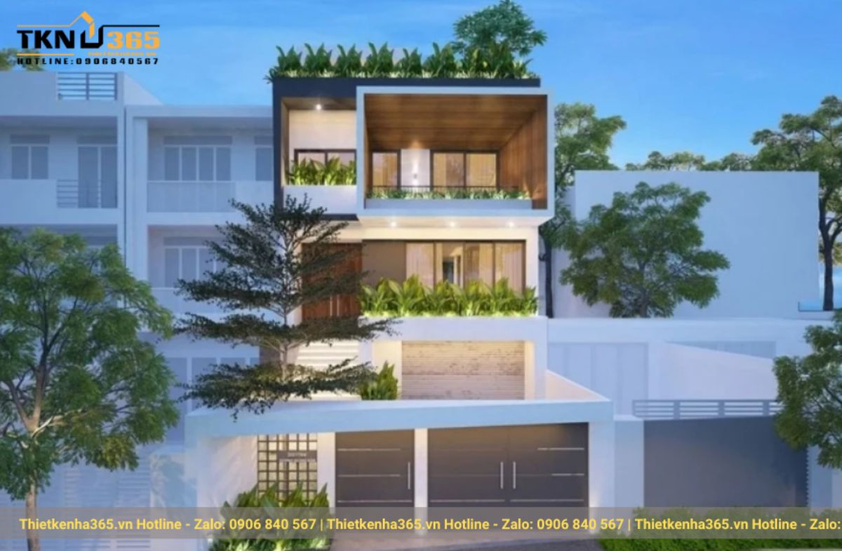 Mẫu nhà mái bằng 3 tầng