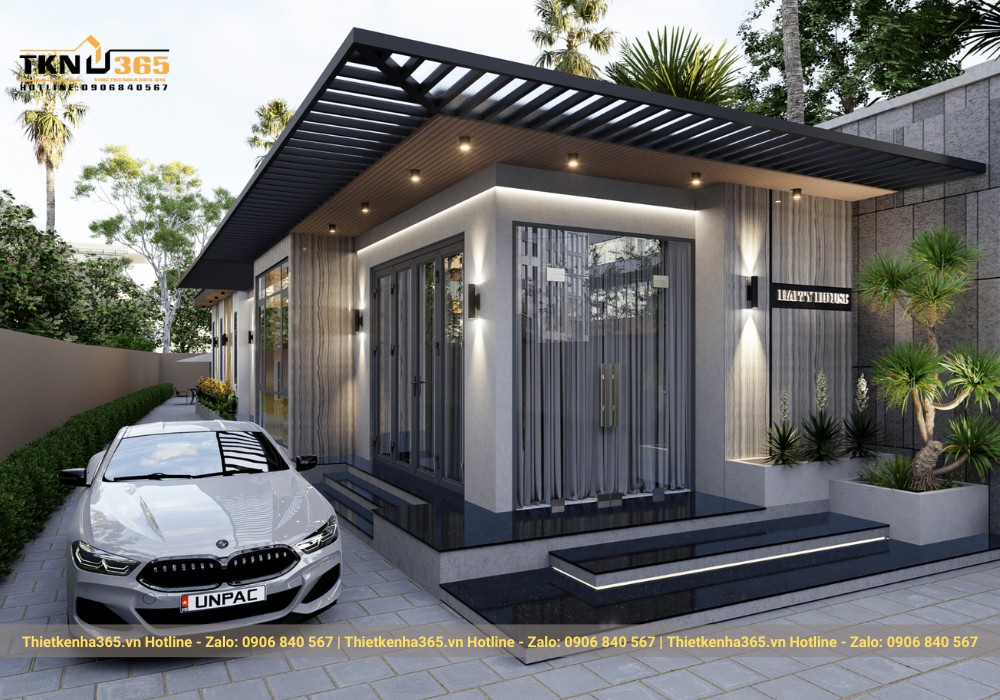 Mẫu nhà kính 1 tầng hiện đại