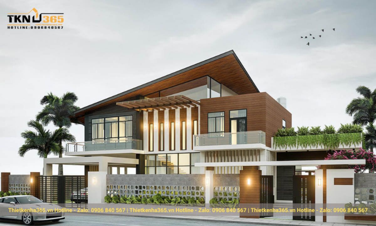 Nhà mái lệch 2 tầng có vẻ đẹp độc đáo và không thể lẫn vào đâu được