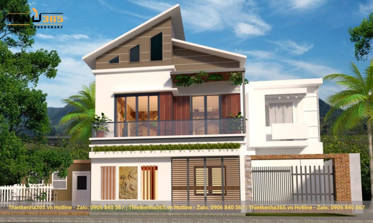 Nhà mái lệch 2 tầng là một trong những mẫu nhà hiện đại được ưa chuộng nhờ kiến trúc độc đáo và khác biệt.