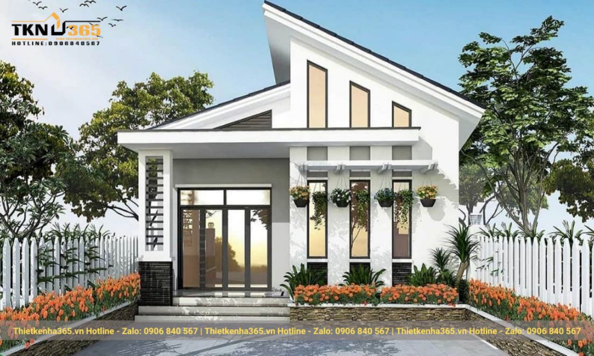 nhà mái lệch 2 tầng