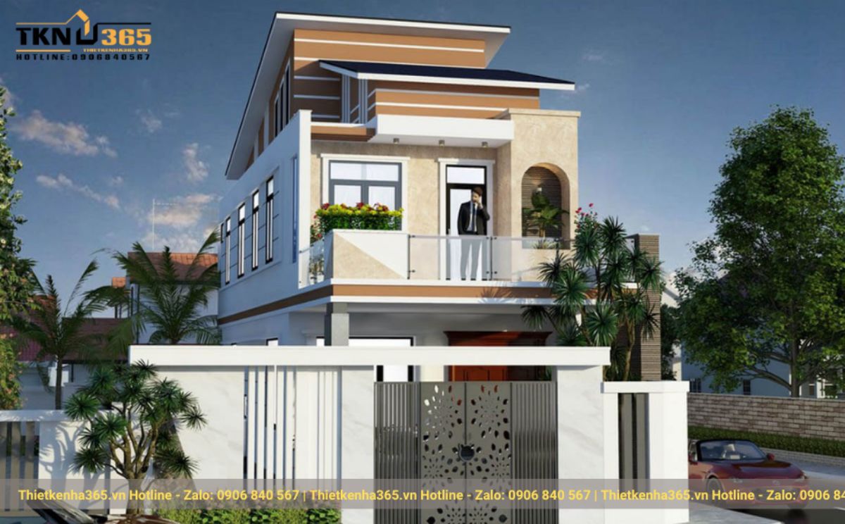 nhà mái lệch 2 tầng